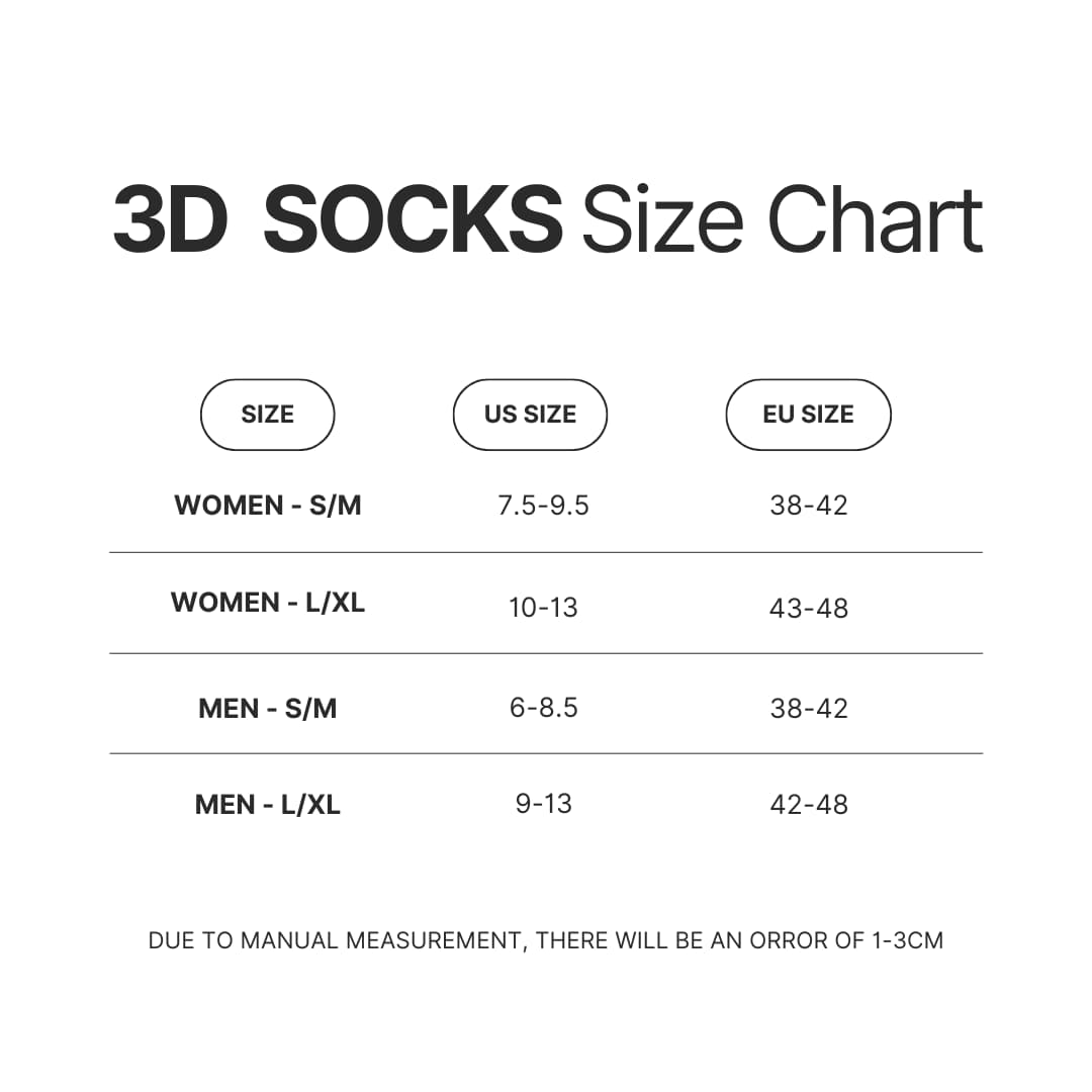 3D Socks Size Chart - Hajime no Ippo Store