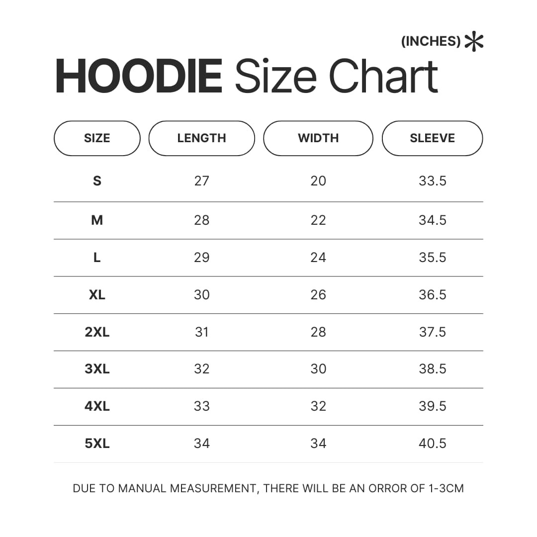 Hoodie Size Chart - Hajime no Ippo Store